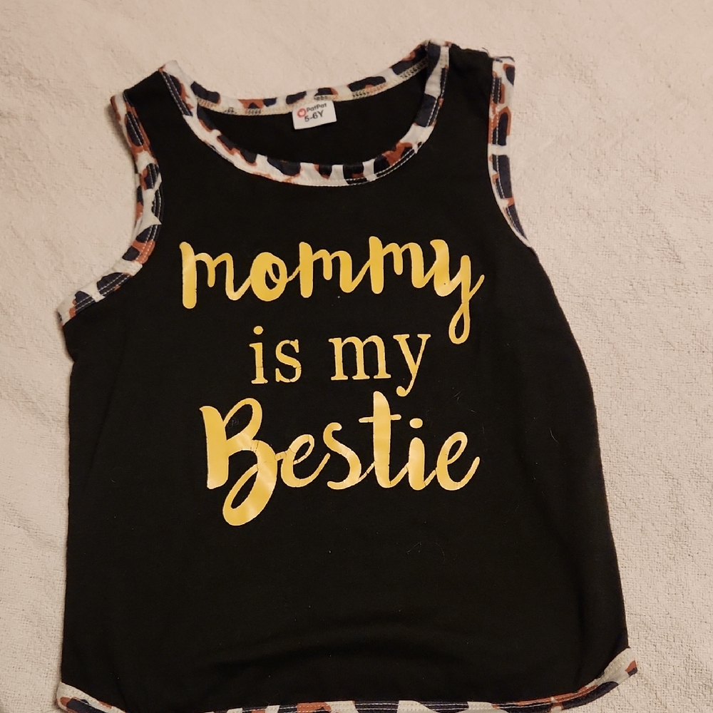 PatPat Black and Gold 'Mommy is My Bestie' Tank Top